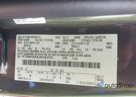 2018 Ford F-150 Xlt z USA, uszkodzony, nr VIN 1FTEW1EPXJKC62372